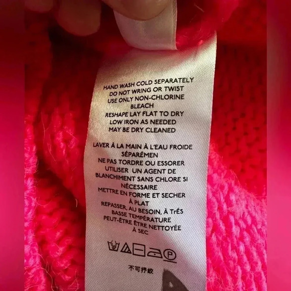 Anthropologie Mock Neck Cable-Knit Sweater XS Pink Wool Blend - Picture 13 of 16